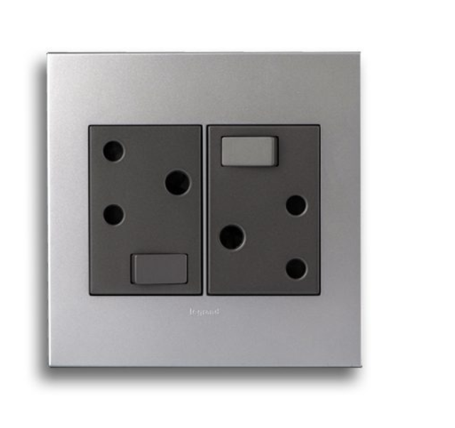 LEGRAND ARTEOR PD44MSA 4X4 DOUBLE SOCKET, SOFT ALU