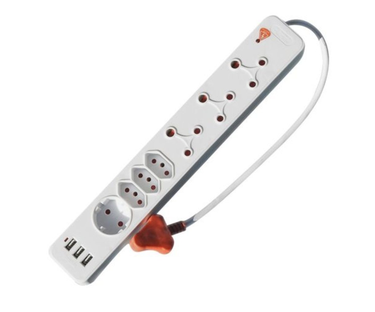 PowerWorx 7-Way New Standard Surge Protected Multi-Plug with 3 x USB Inputs - White