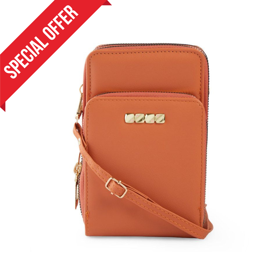 Multi Compartment Phone Bag Burnt Orange