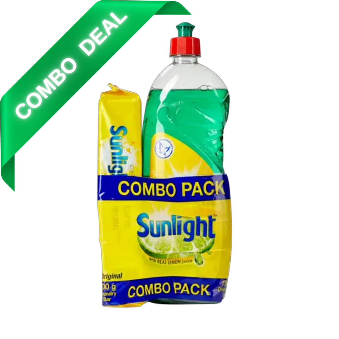 Sunlight Dishwashing Liquid & Laundry Bar Combo Pack 750ml + 500g