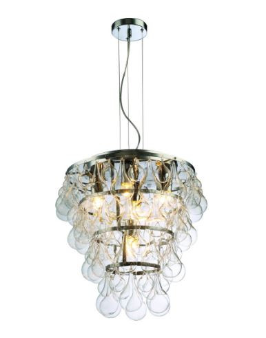 230V 5X60W E27 PENDANT GLASS AND CHROME