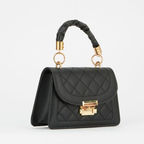 Utopia Lily Quilted Top Handle Bag Black