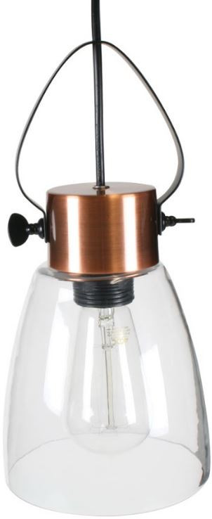 230VAC 60W 1XE27 PENDANT ANTIQUE COPPER, CLEAR GLASS 150DIA.