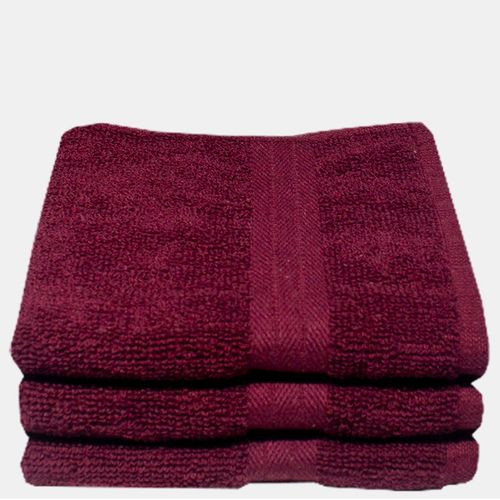 Bunty Bunty's Recycled Yarn-Ocean 380GSM-Guest Towel 033x050cms(3Pc)-Maroon