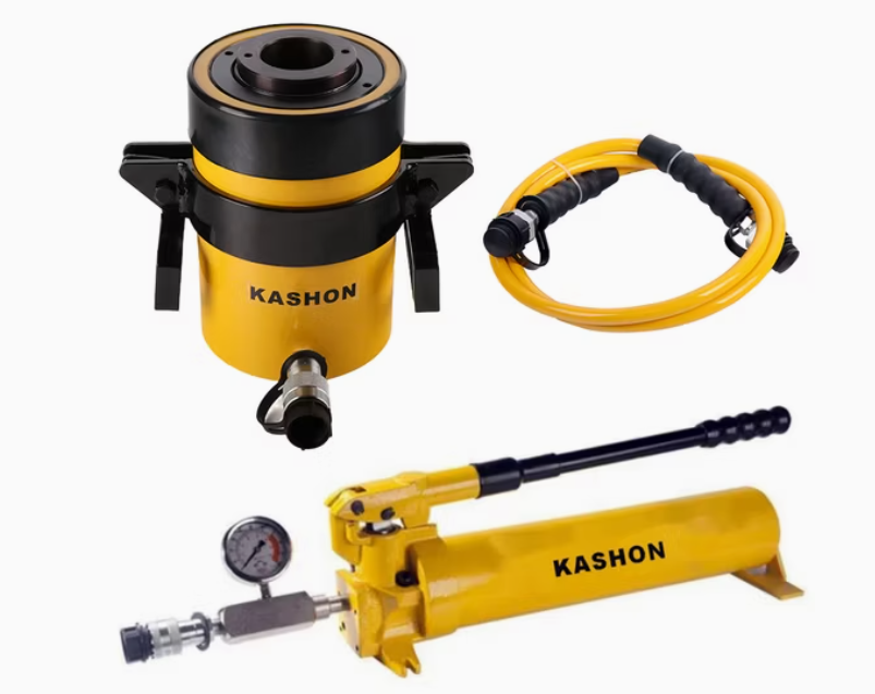 Rch-603 Center Hole Jack with Handle Set 60ton 76mm Stroke Single-Acting Hollow Plunger Hydraulic Cylinder