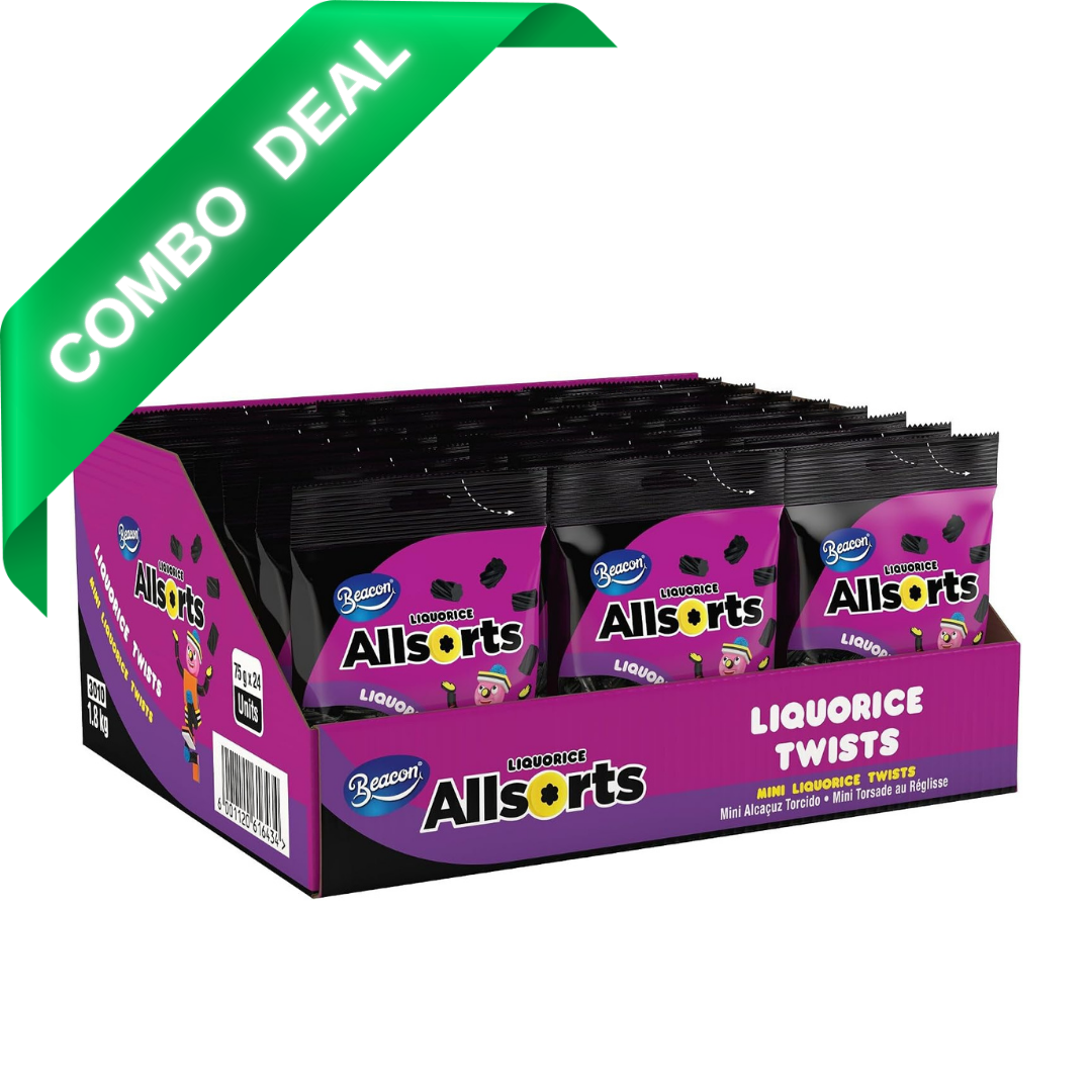 All Sorts Liquorice Twists 75g - Fruit Flavoured Soft and Chewy Classic Candy