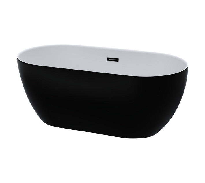 Lusso Freestanding Matt Bath Black and White 1435 x 750 x 570 mm