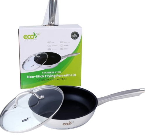 Eco Frying Pan with Lid 3 L capacity 24 cm diameter  (Stainless Steel, Non-stick, Induction Bottom)