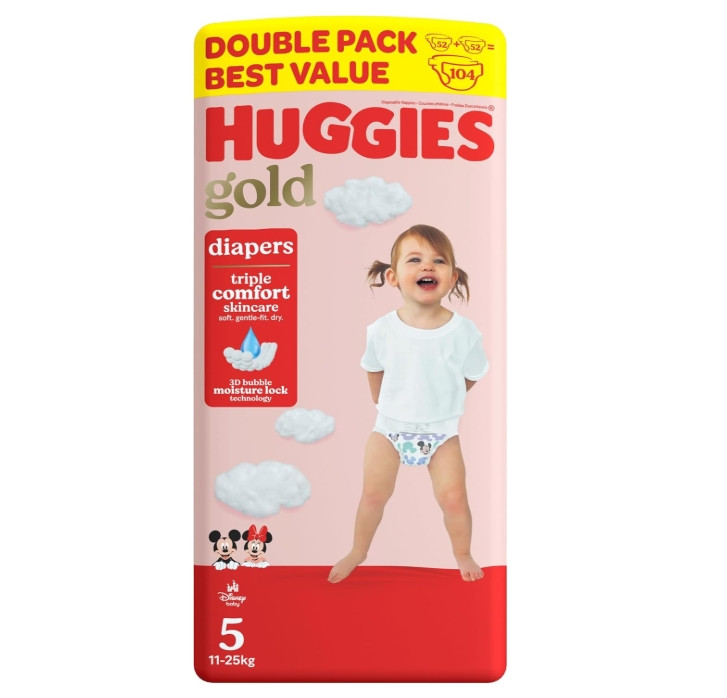 Huggies® Gold - Size 5 (11-25kg) - 104 Nappies Mega Pack