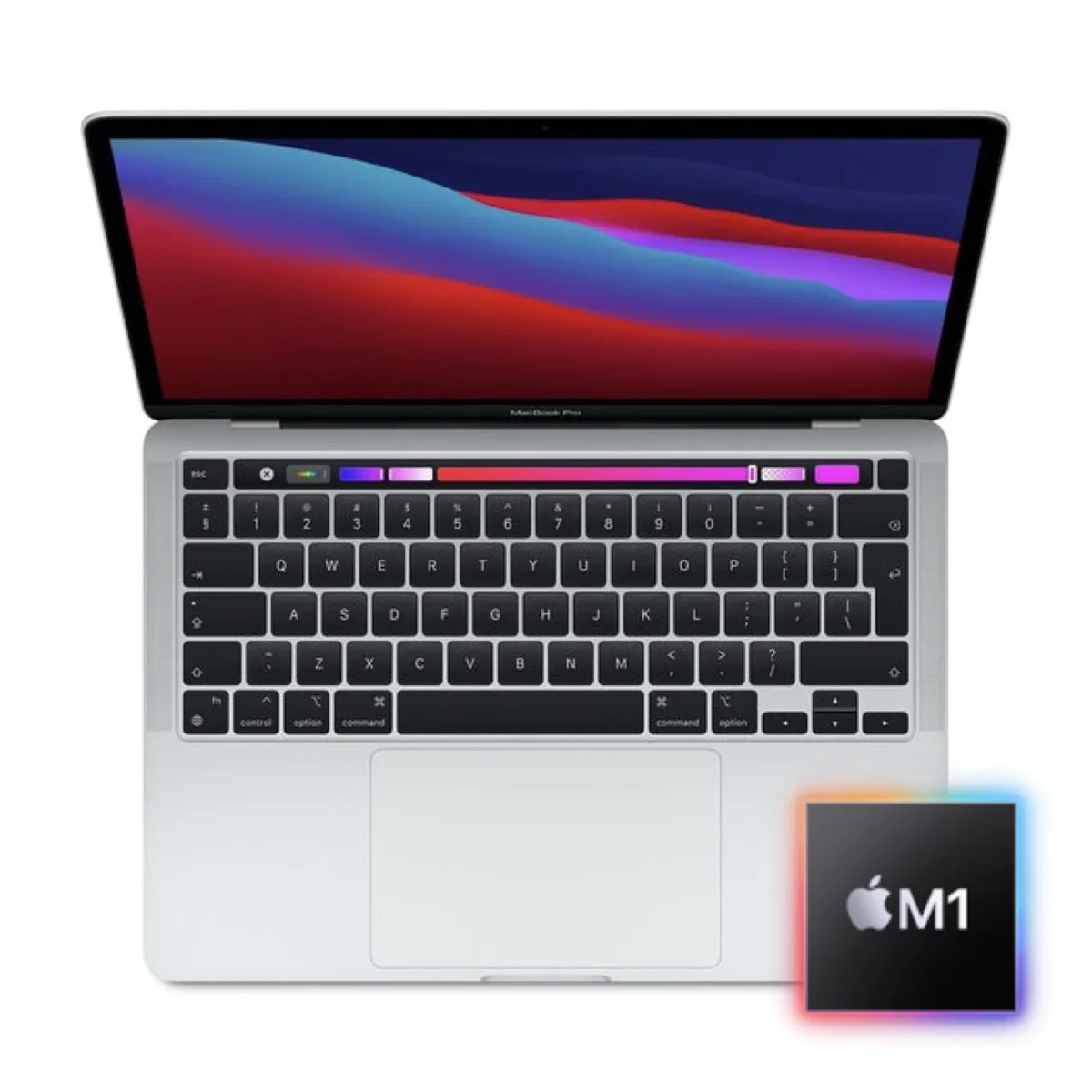 2020 Apple MacBook Pro 13-inch M1 8-Core CPU, 8-Core GPU (Touch Bar, 8GB Unified RAM, 256GB, Silver) - Pre Owned / 3 Month Warranty