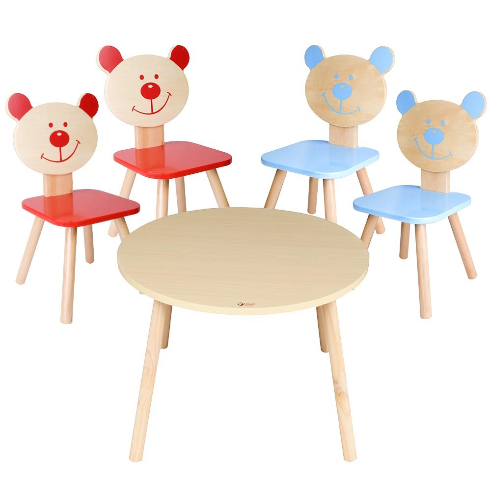Classic World – Table & Chair Set – 5pcs – 2x Red 2x Blue