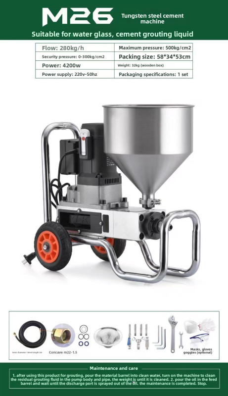 High-Pressure Tungsten Steel Single Liquid Cement Grouting Machine Water Glass Construction Pump