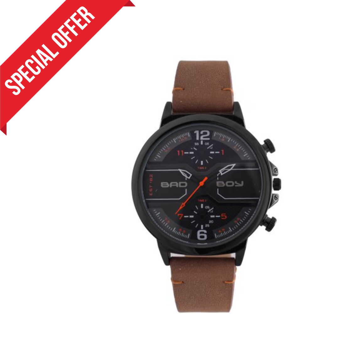 Bad Boy BADBOY Reckless Watch, Gun & Brown - Gents