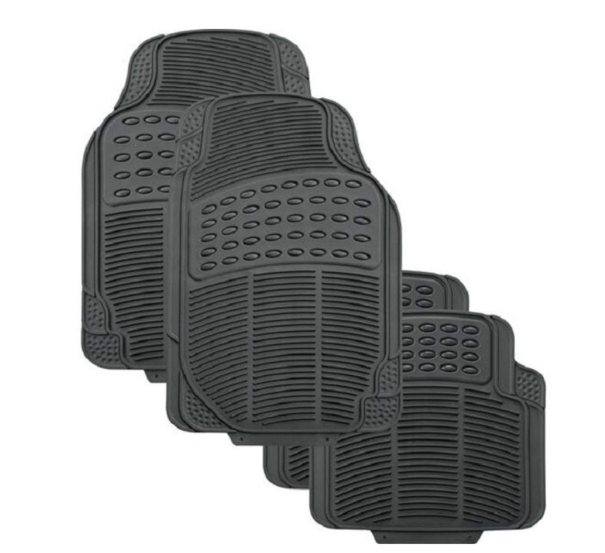 4 Pieces Universal Car Rubber Floor Mats (Black)