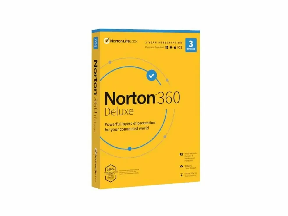 Norton 360 Deluxe 25GB AF 1 User 3 Device 12 Months