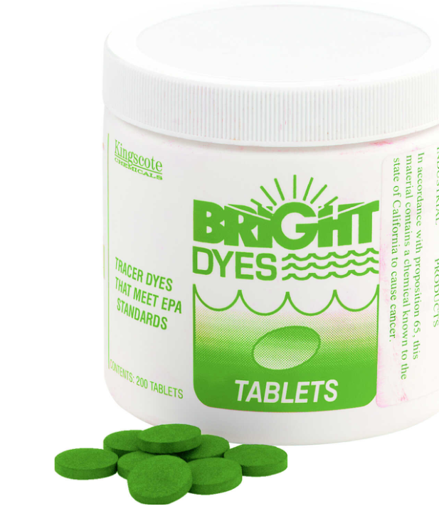 Bright Dyes FLT Yellow/Green Fluorescent Dye Tablets, 200 Ct. Bottle