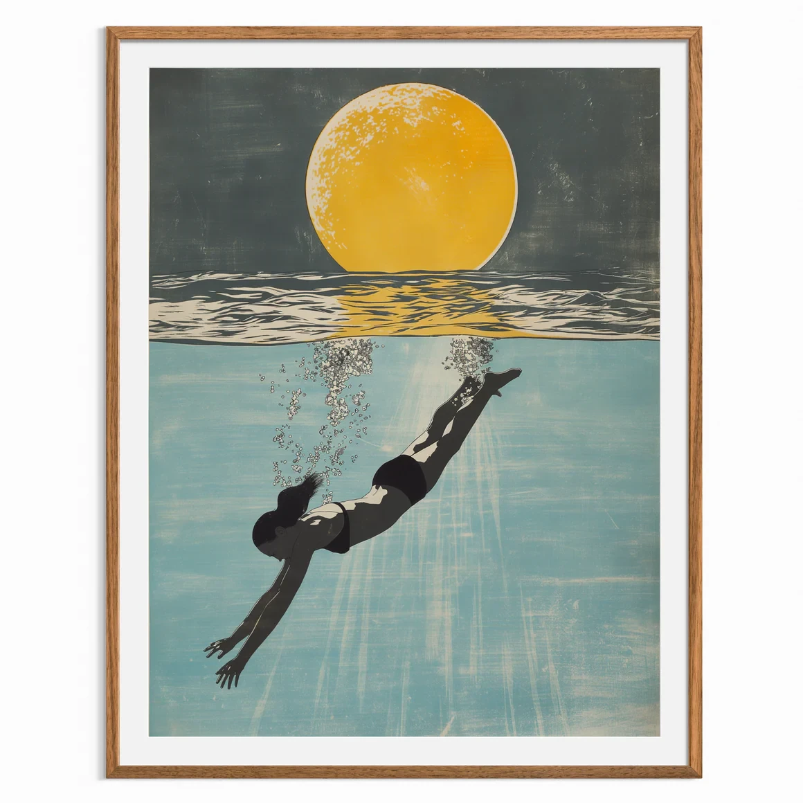 Full Moon Swimmer Poster,2A0 118.9x168.2, Ready to Hang Canvas