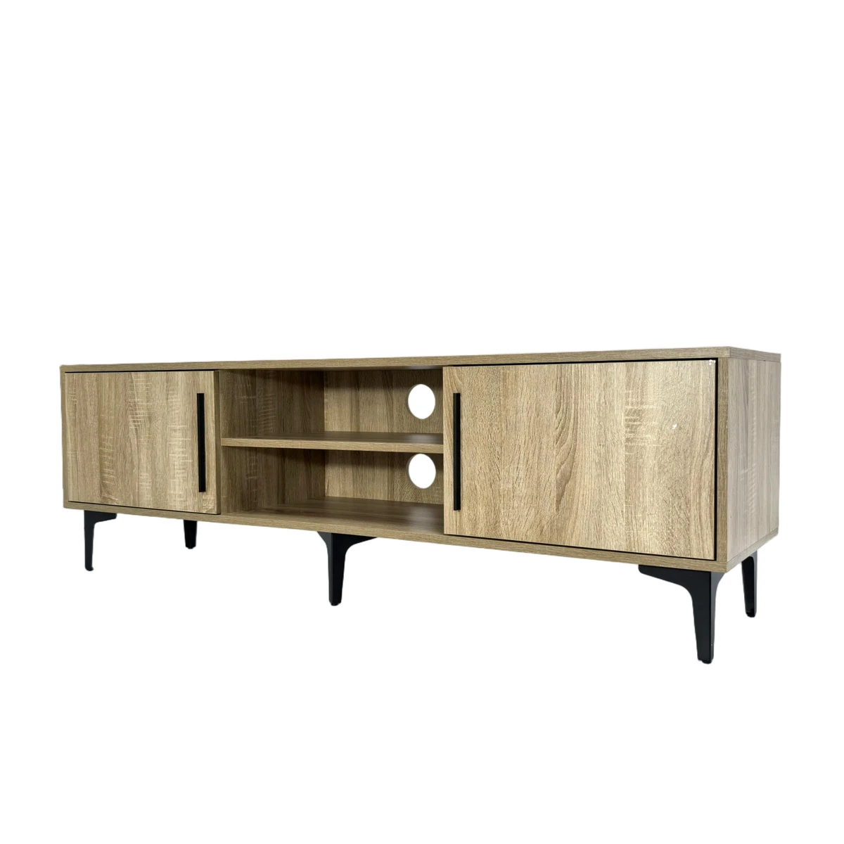 Mia's Home Zenith TV Unit Stand - 150cm (Natural Oak & Black Accents)