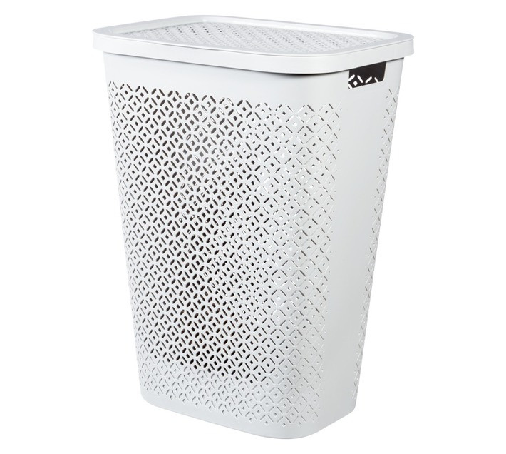 Curver by Keter Terrazzo Hamper Laundry Basket White 440 x 340 x 580 mm