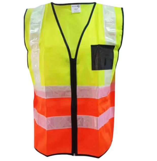 VEST REFLECTIVE ZIP LIME/ORG LARGE - ZIP (ID POUCH)