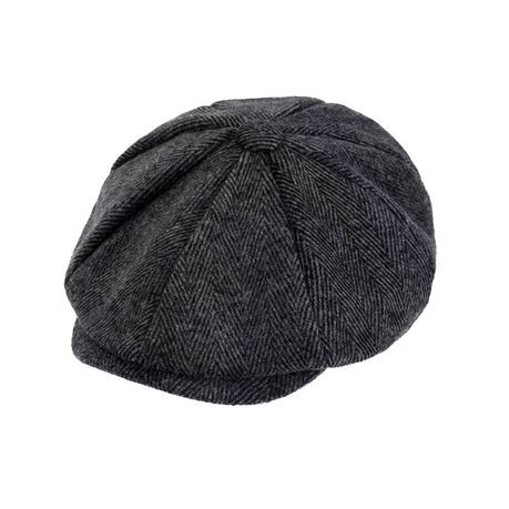 Classic Eight-Panel Design British Newsboy Cap - Black