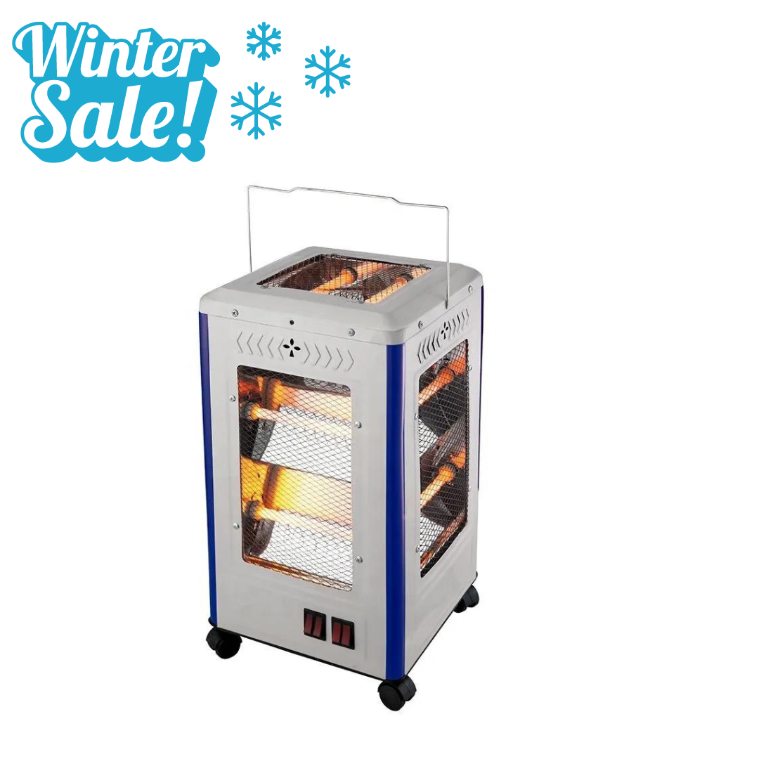 5 Sided Electric Heater – 10 Quartz Bars / Trolley Wheels
