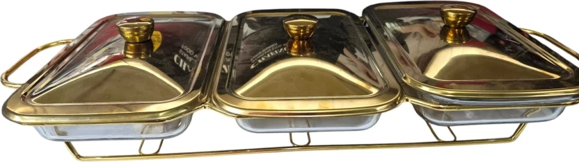 Food Warmers W2 4.5 l Triple Pan  (Clear, Gold, Pack of 1)