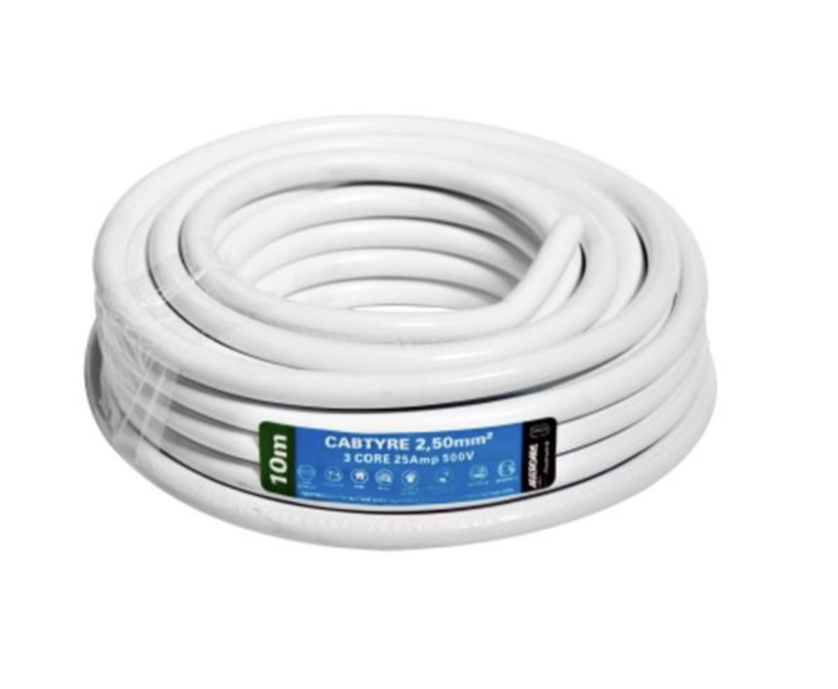 APDCBG25WE10 Cabtyre 3 Core Cable - White (10m)