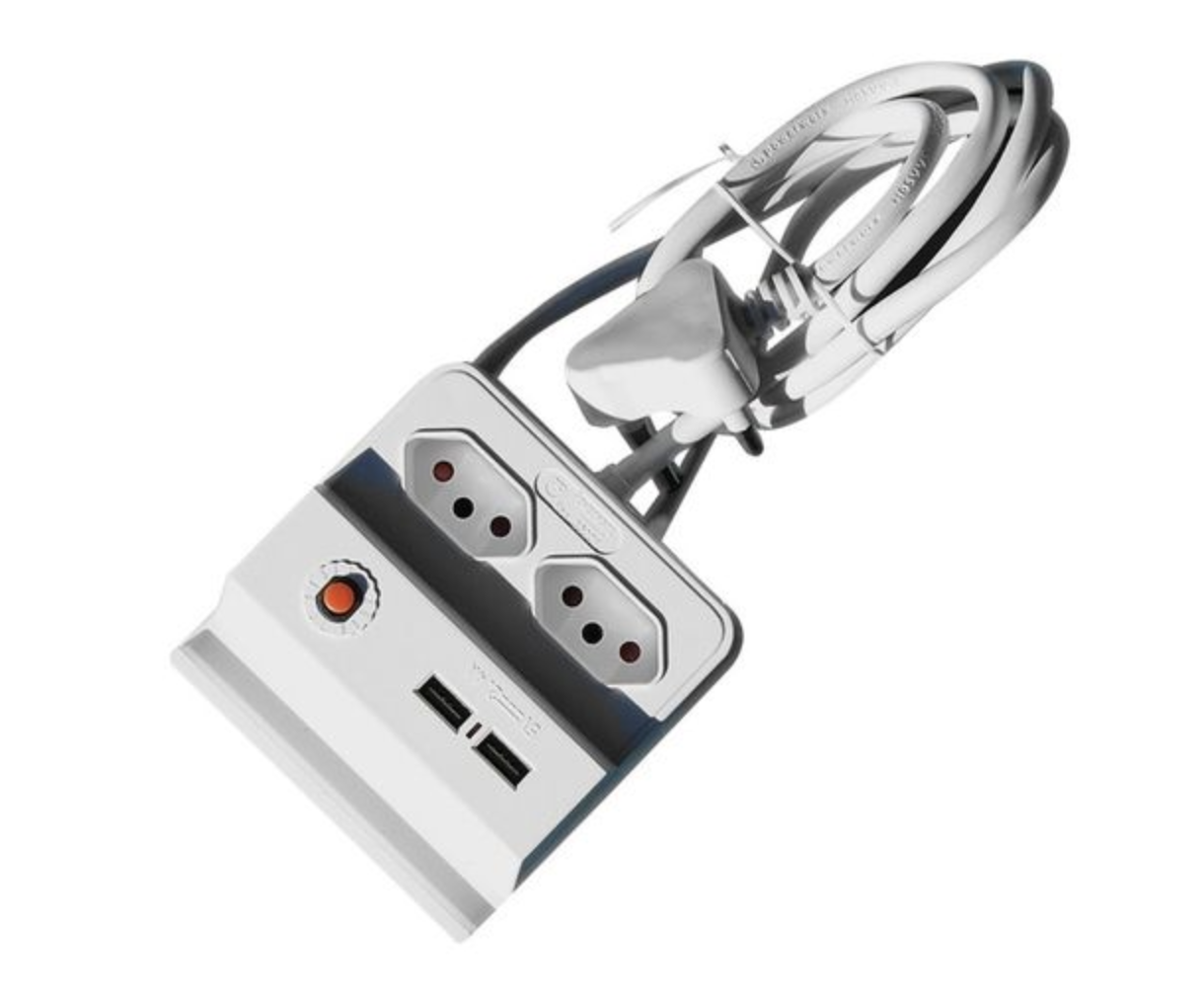 PowerWorx 2 x 5 Amp with 2 x USB Input Multi-Plug - White