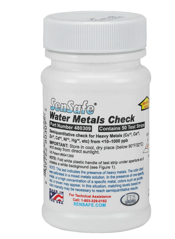 Heavy Metals Test Strips, <10-1000 ppb, Bottle of 50