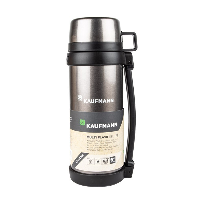 Kaufmann Flask + Handle S/Steel Gry 1.5L