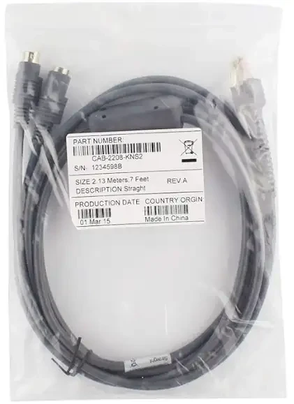 PS2 Keyboard Wedge Cable for Motorola Symbol LS2208 DS4278 7FT Straight Connector Type