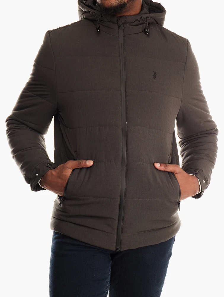 Polo Charcoal Hooded Puffer Jacket