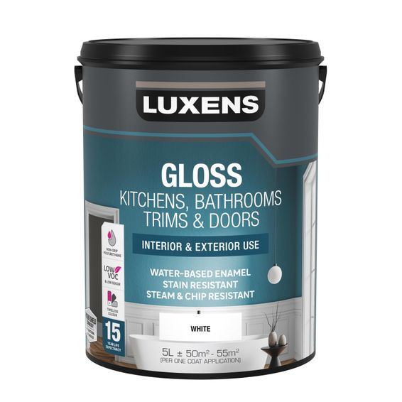 LUXENS Kitchen , Bathroom Door & Trim Gloss White 5l