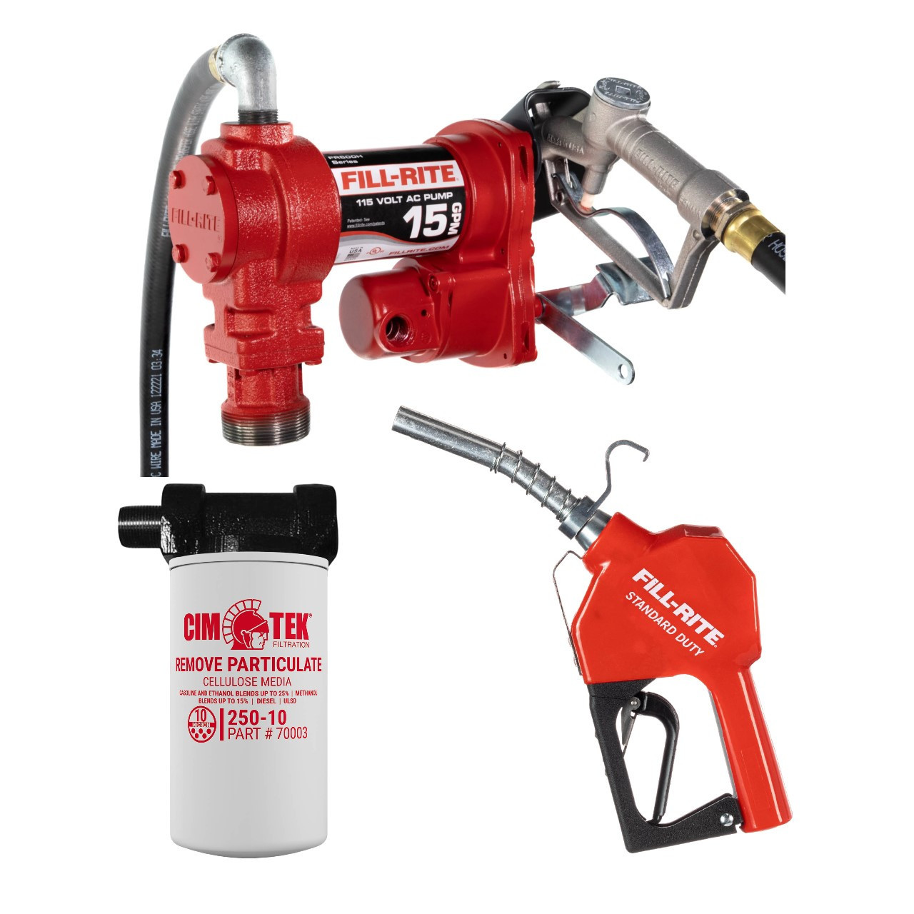 Fill-Rite FR610H - 115V AC 15 GPM Pump w/ Cim-Tek Filter & Automatic Nozzle