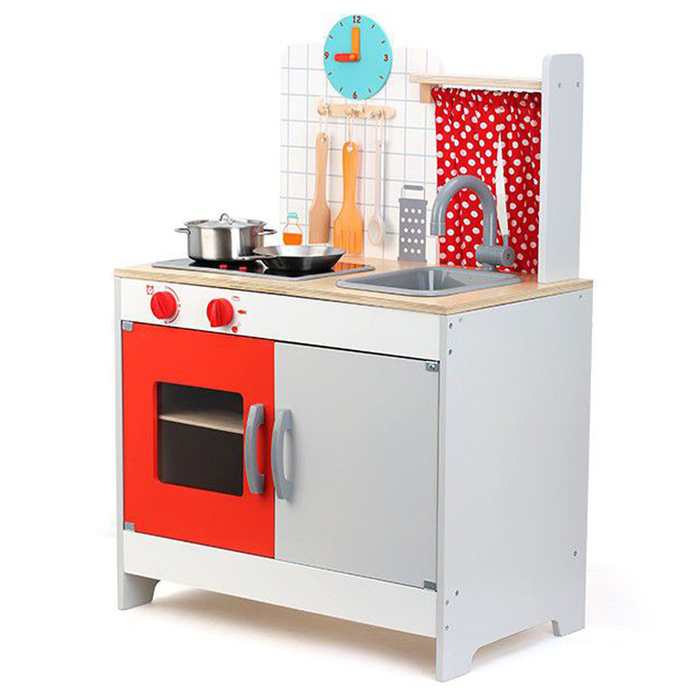 TopBright – Classic Red Kitchen with Accessories – 60 x 38 x 96 cm – 5 Pieces