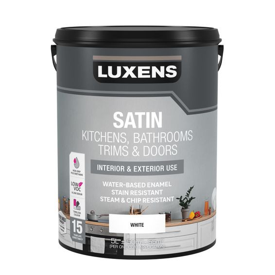 LUXENS Kitchen , Bathroom Door & Trim Water Based Satin White 5l