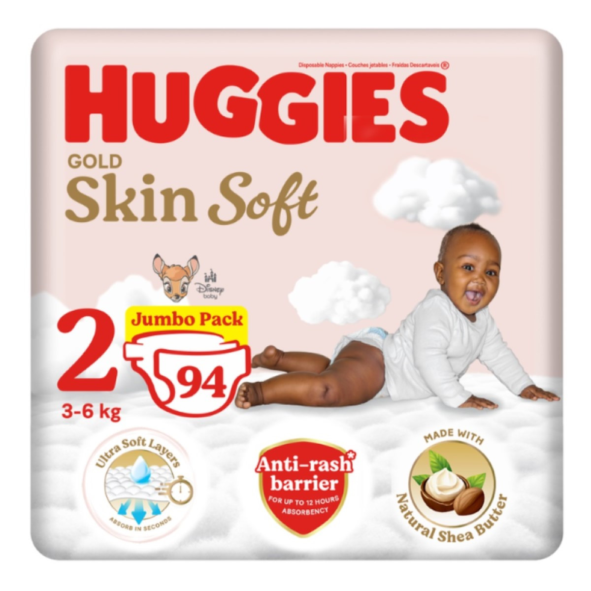 Huggies Gold Skin Soft Sz 2 - 94 Nappies