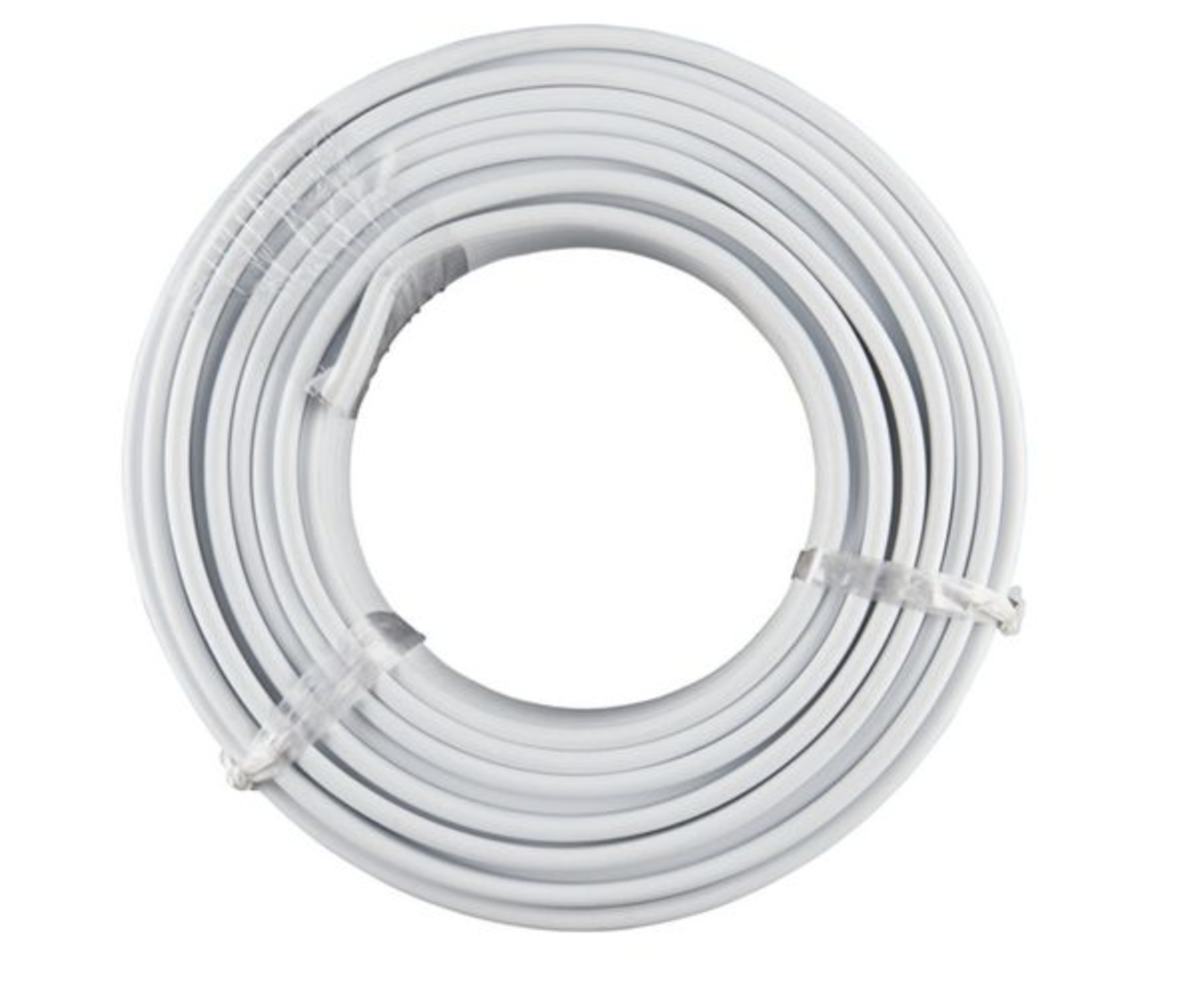 Flat Twin Earth Cable - White (6mm) (Price Per Meter)