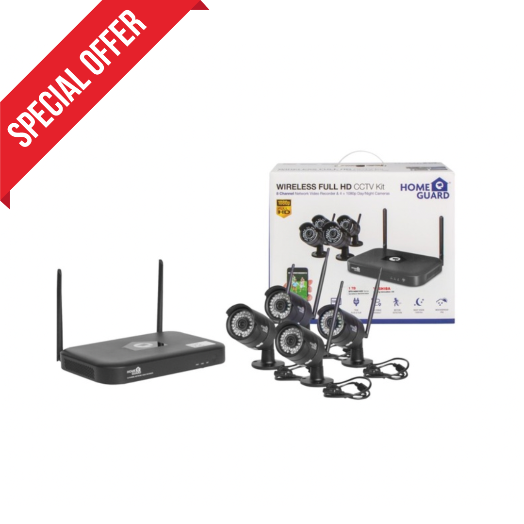 Homeguard HGNVK-88304-1TB Wireless Full HD CCTV Camera Kit - Black (1080P)