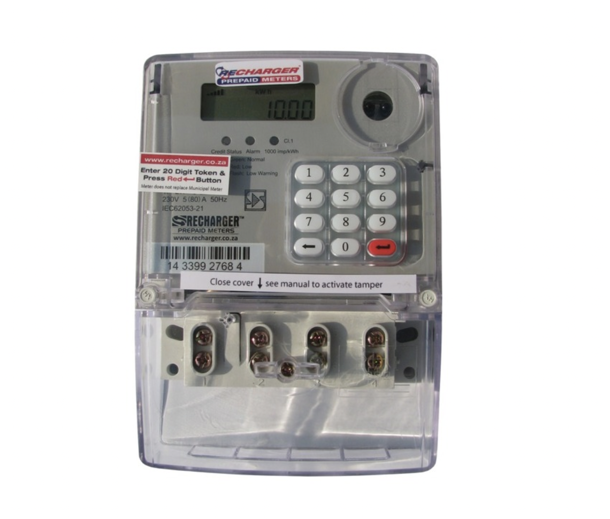 Recharger Single Phase Prepaid Electricity Meter (80A)